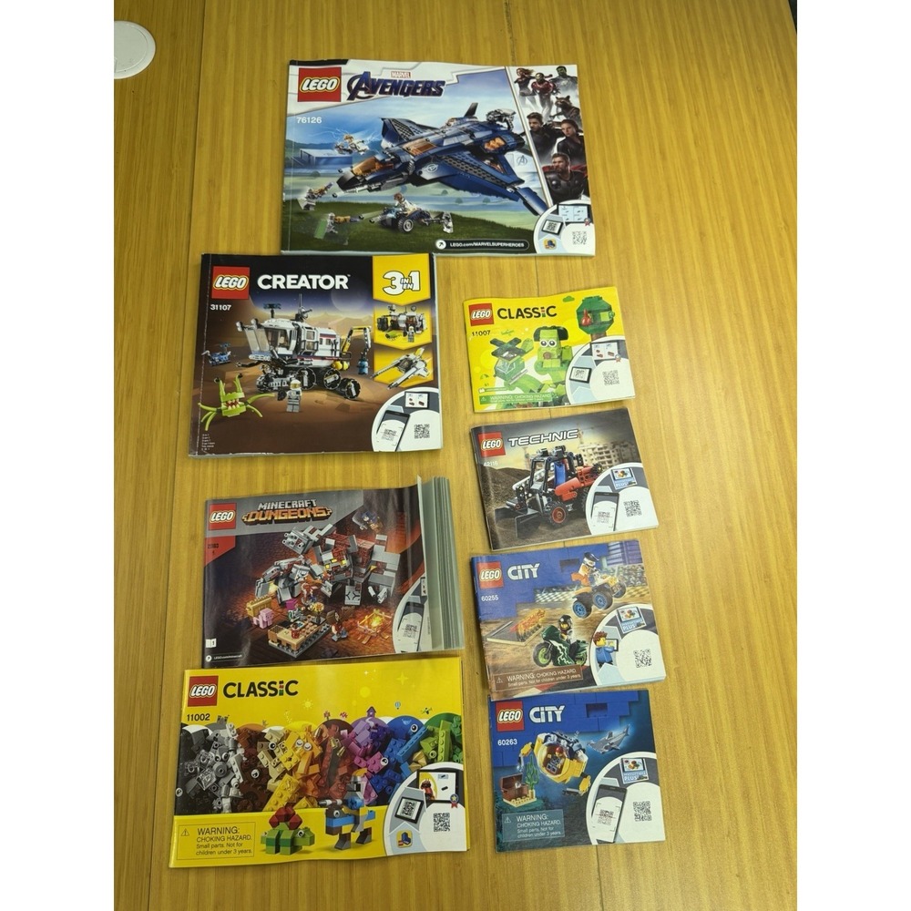 Lot Of 8 Lego Instruction Manuals Only 76126 31107 21163 11002 60263 60255